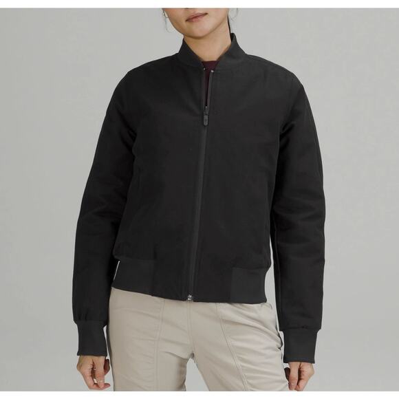Lululemon Reversible Non Stop Cotton Bomber Jacket Womens Size 8 Black W4BSQS - Picture 2 of 16